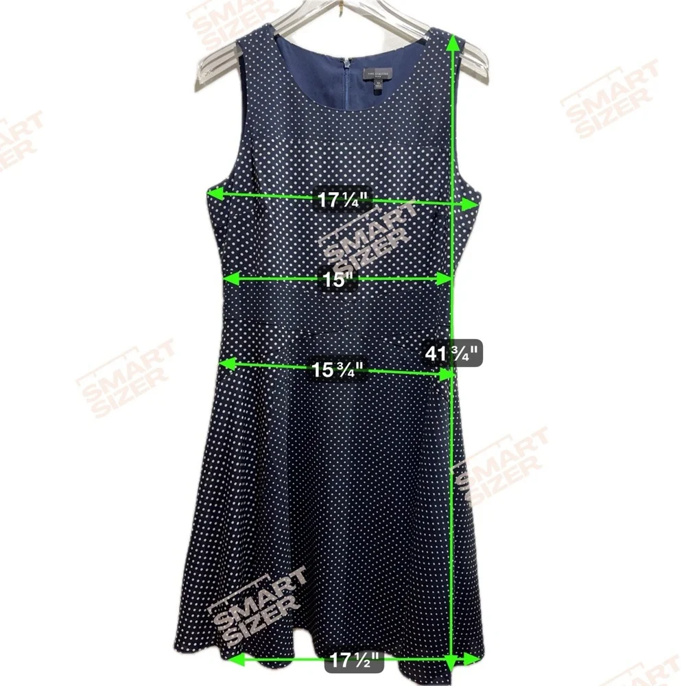 The Limited Blue Polka Dot A-Line Dress Sleeveless Crew Neck Size 12 - Picture 6 of 7